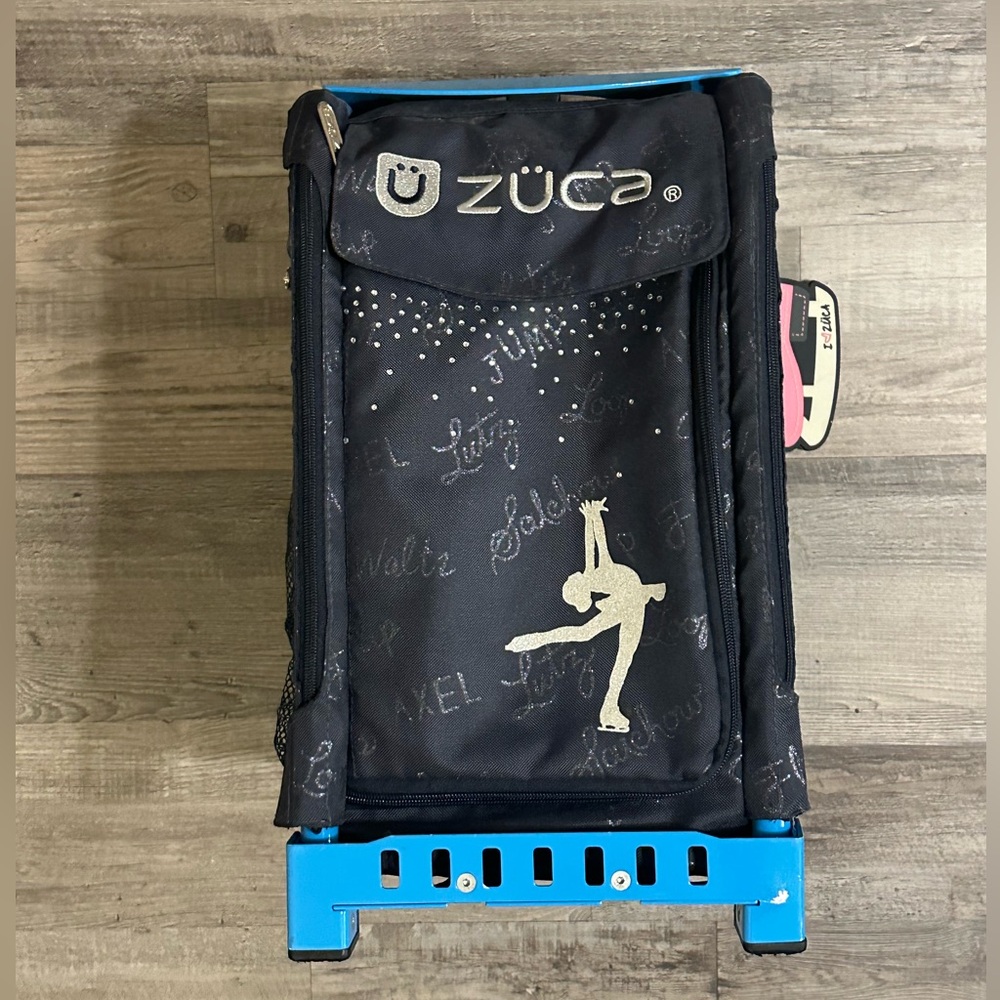 ZÜCA Black Dance Rolling Bag with Blue Frame
